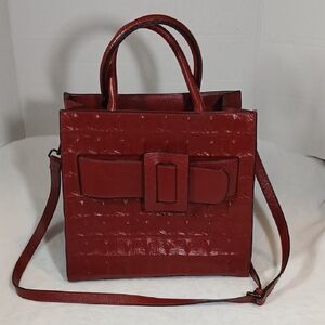 Passage Elegant Red Croc-Embossed Tote Bag
